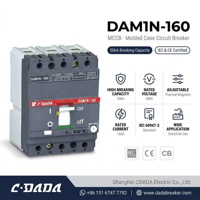 CDADA Merilis Pemutus Sirkuit MCCB DAM1N-160 160A Berkapasitas Tinggi